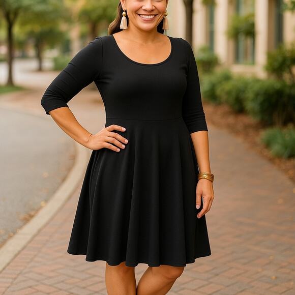 LuLaRoe Dresses & Skirts - LuLaRoe Womens Dress Size XXS Nicole Fit & Flare Solid Black Noir Collection NEW